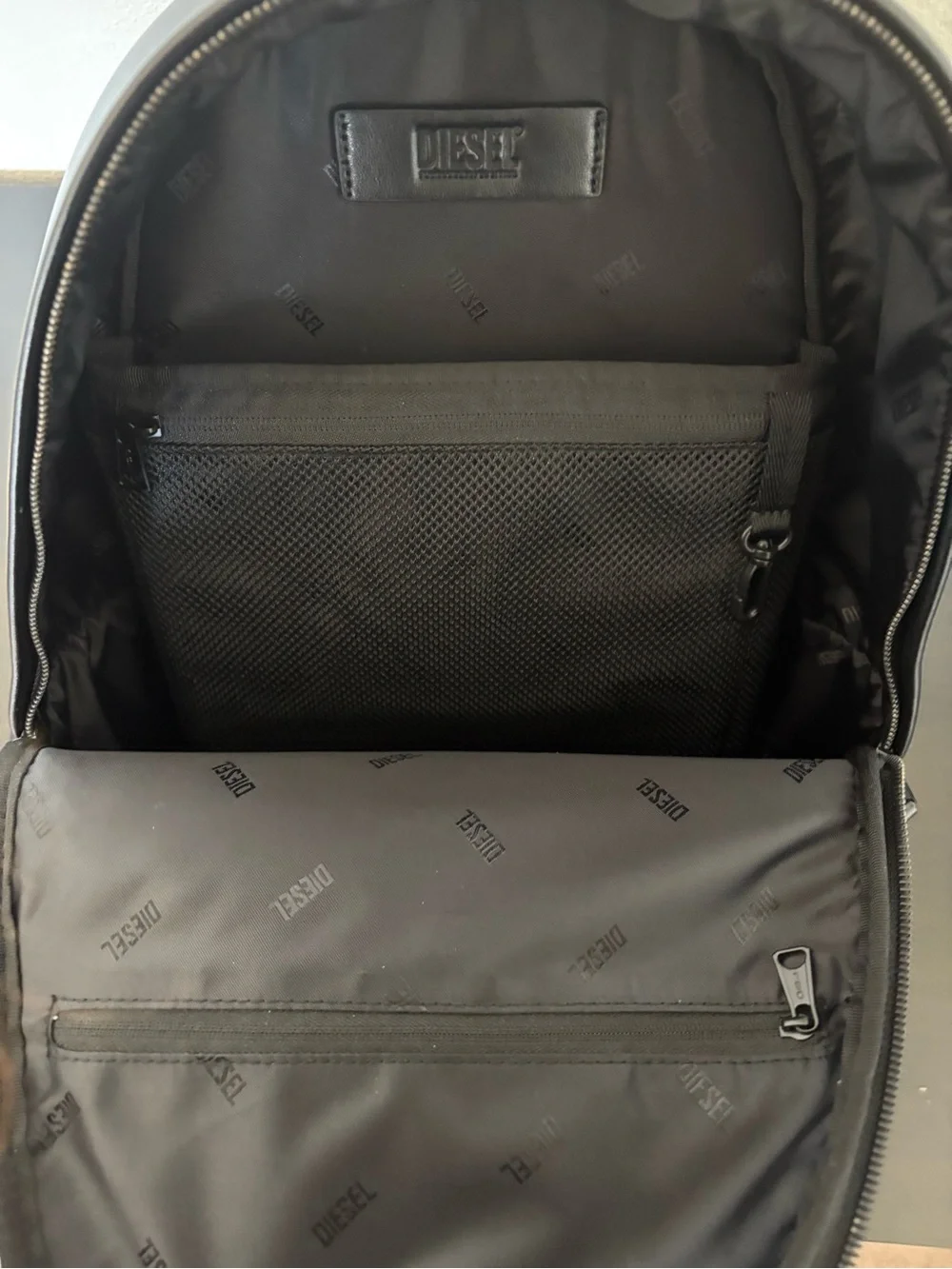 Diesel Holi-D Backpack M Black Oval D Neoprene PU Unisex NWOT